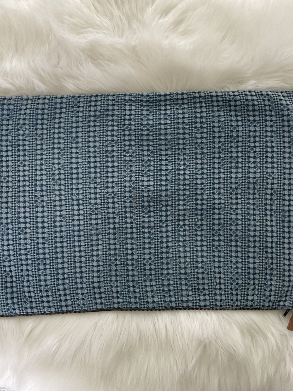 NWT Pottery Barn Honeycomb Lumbar Pillow Cover Blue Dusk 16”x 26”